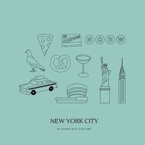 Taxi Drawing, Nyc Drawing, New York Drawing, New York Illustration, Ny Subway, Hawaii Tattoos, Nyc Landmarks, Line Illustrations, Cute Simple Tattoos