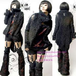 PUNK VISUAL KEI CHARMING BLACK Y269 FAUX FUR COAT S-L Visual Kei Outfits, Visual Kei Fashion, Outfit Shorts, Body Decor, Kei Visual, Harajuku Fashion Street, Kei Fashion, Black Punks, J Fashion