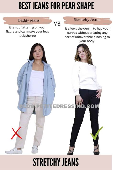 The Complete Jeans Guide for Pear Shape Flattering Jeans For Pear Shape, Pear Jeans Body Shapes, Straight Leg Jeans Pear Shape, Pear Shape Exercises Best Workout, Workouts To Get A Pear Shape, Jeans Guide, Pear Shaped Women, Curvy Hips, Pear Body