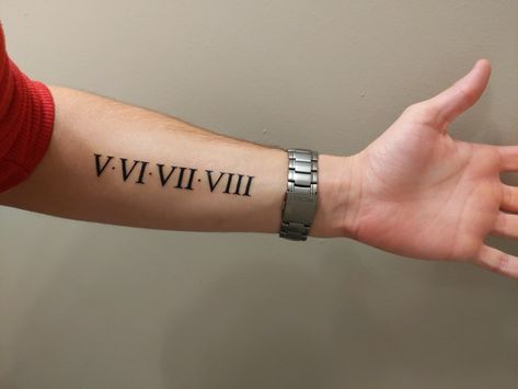 Forearm, dance, 5678 5678 Tattoo Dance, 5678 Tattoo, Dance Tattoo, Roman Numeral Tattoos, Roman Numeral, Piercing Tattoo, Roman Numerals, Tatting, Tattoo Ideas