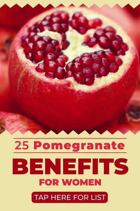 Pomegranates are among the healthiest fruits in the world. Pomegranate benefits for women proved by eating the fresh fruit, pomegranate extract, or other pomegranate supplements may be very surprising for most. This unusual fruit is quite the powerhouse for improving health. Tap the pin to learn why you should include this red fruit into your modern day diet. healthy snack ideas | foods with fiber | weight loss foods Pomegranate How To Eat, Pomegranate Benefits, Pomegranate Recipes, Pomegranate Fruit, Breast Health, Fiber Foods, Healthy Fruits, Healthy Eating Habits, Nutrient Dense