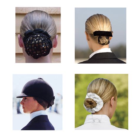 Hairstyles for Equestrian Competition - Learn what is appropriate for your discipline and check out the different dressage hairstyles, eventing hairstyles and hunter/jumper hairstyles. Hairstyles For Equestrians, Hairstyles For Horse Riding, Equestrian Hairstyles Helmet, Horse Show Hairstyles, Horse Riding Hairstyles Helmet Hair, Horse Riding Hairstyles, Horseback Riding Hairstyles, Riding Hairstyles, Equestrian Hairstyles