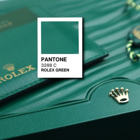 Rolex Green is a unique and iconic shade that’s deeply tied to the luxury watch brand. The closest Pantone color to this rich, deep green is Pantone 3288 C. This color isn’t just about aesthetics; it represents the heritage and prestige of Rolex. You’ll find it on their branding, packaging, and, most notably, on the striking green dials of some of their most famous watches. It’s a color that speaks to timeless elegance and the enduring allure of luxury. #Rolex #Pantone #GraphicDesign #Luxury... Rolex Branding, Green Luxury Aesthetic, Rolex Packaging, Pantone Green Colors, Rolex Green, Bright Art, Luxury Watch Brands, Green Colour Palette, Luxury Aesthetic