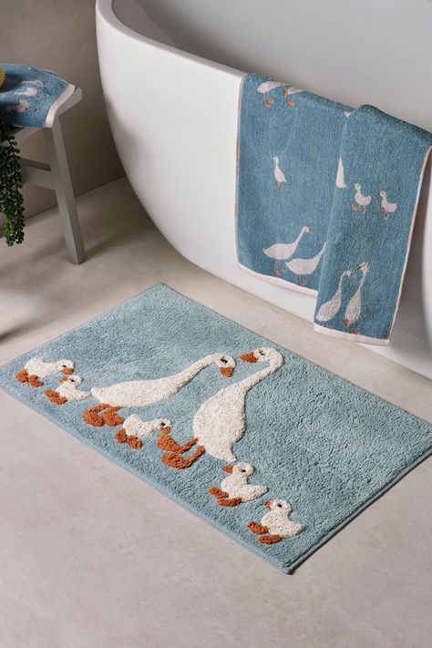 Runner Bath Mat, Hm Home, Blue Bath Mat, Bathroom Themes, Cotton Bath Mats, Blue Bathroom, Shower Mat, Kids' Bathroom, Dream House Decor