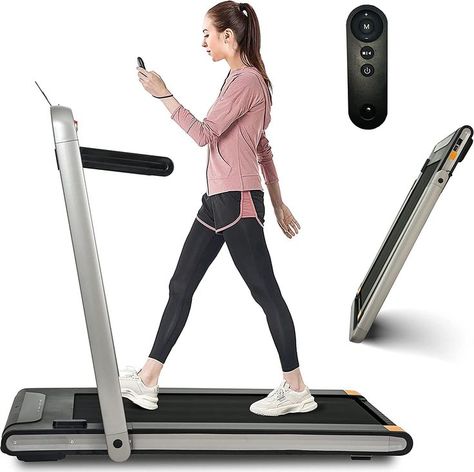 LED Display 15.8 inch Widened Running Belt: Making running or walking on this treadmill more freely. 5 layers non-slip running belt and Silica gel column support will greatly absorb shock to provide cushioning for knee, muscle and joints. 2.5HP Powerful Motor Fully assembled and can be used directly after unboxing. Foldable design and transportation wheels for easy mobility and portable foldable treadmill for storage, fold it up and walk away in one easy step. Walking Desk, Small Treadmill, Under Desk Treadmill, Walking Machine, Running Fast, Desk Treadmill, Running Pace, Running Machine, Foldable Treadmill