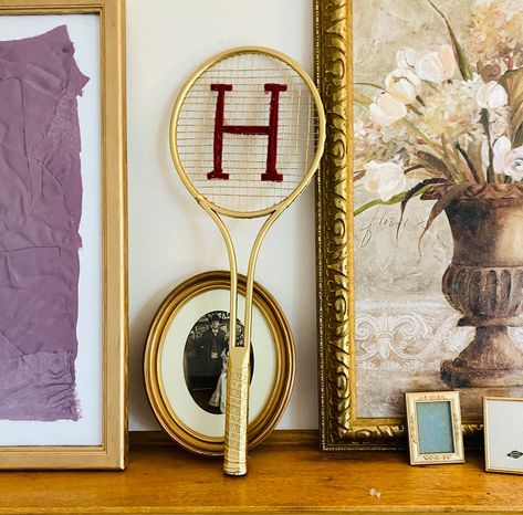 Enjoy this custom tennis Racket anywhere in your house. Show off your vintage taste and style.  If you're looking for an old money addition to your gallery wall, this is perfect. Can easily be given as a gift for a wedding or a house warming gift.  **Please note the tennis rackets are vintage so they will come in different shapes and sizes Vintage Tennis Racket Decor, Tennis Racquet Decor, Vintage Tennis Racket, House Show, Canoe Paddle, Tennis Rackets, Weaving Tutorial, Vintage Tennis, Tennis Racquet