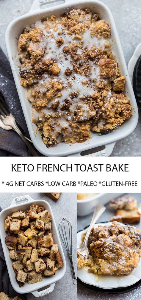 Keto Brunch Recipes Make Ahead, Healthier French Toast Casserole, Sugar Free French Toast Casserole, Paleo French Toast Casserole, Low Carb Breakfast Sides, Keto French Toast Bake, Low Carb French Toast Casserole, Keto Friendly Brunch Ideas, Keto Christmas Breakfast