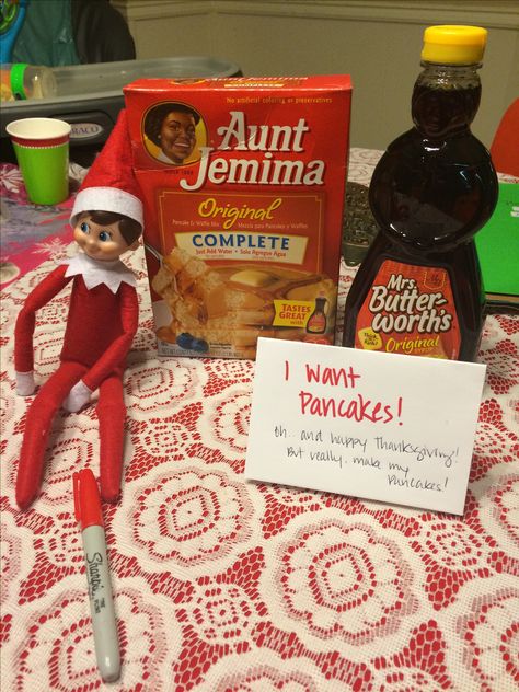 Elf on the shelf ... Pancakes... Now!! Mexican Ideas, Elf Ideas Easy, Pancakes Breakfast, Elf Ideas, The Elf, On The Shelf, Elf On The Shelf, Pancakes, Elf