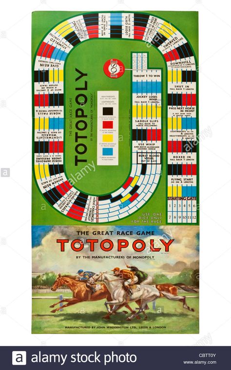 1949 vintage "Totopoly" horse racing board game by John Waddington Ltd Stock Photo Vintage Horse Racing, Horse Race Game, Free Horses, Foosball Table, Kentucky Derby Party, Derby Day, Derby Party, Racing Games, Paper Models