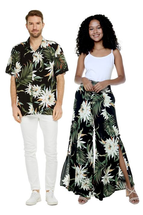 PRICES MAY VARY. 100% Rayon Pull On closure Please add women and men items to cart individually to receive the matching set. Exact Matching Outfit, Great for couple. Women pants comes in size Small/Medium, and Large/X-Large. Men shirt comes in size Small to 3X-Large. Beautiful Hawaiian print, perfect for any beach occasions or Luau parties, also great for cruise. Matching men's shirts, various women Jacketes, and boy outfits available. Miss Hawaii already? Keep the Hawaii Hangover going! Wide Le Hawaii Matching Outfits, Add Women, Luau Shirts, Tropical Outfits, Miss Hawaii, Wide Legged Pants, Tropical Outfit, Island Outfit, Wedding Apparel