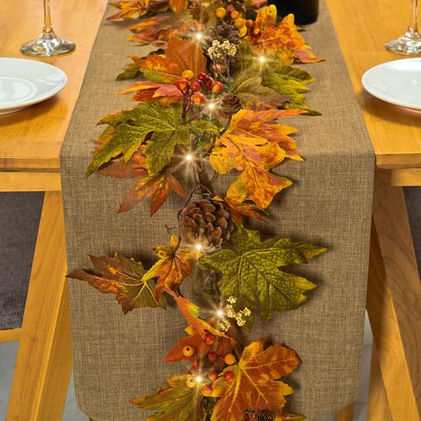 PRICES MAY VARY. Festive Fall Décor: Enhance your home with the 6 ft fall maple garland. This beautifully crafted garland features realistic maple leaves, berries, and pine cones, capturing the ambiance of the season Warm Lighting: Add a cozy and inviting atmosphere to your space with the fall garland warm lights. The 30 warm-colored lights are equipped with a timer function (6 hours on, 18 hours off) and powered by 3 AA batteries (not included) Versatile Display: With a length of 6 ft, the fall Fall Decor Garland, Thanksgiving Fireplace, Fireplace Table, Harvest Decor, Fall Garland, Fall Table Decor, Christmas Fireplace, Harvest Decorations, Leaf Garland