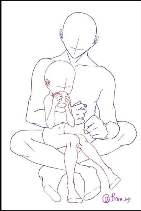 Family Poses Drawing, Parent And Child Drawing Reference Poses, Family Drawing Reference, Parent And Kid Drawing Reference, Family Drawing, 캐릭터 드로잉, Dessin Adorable, Anime Drawings Tutorials, Art Poses