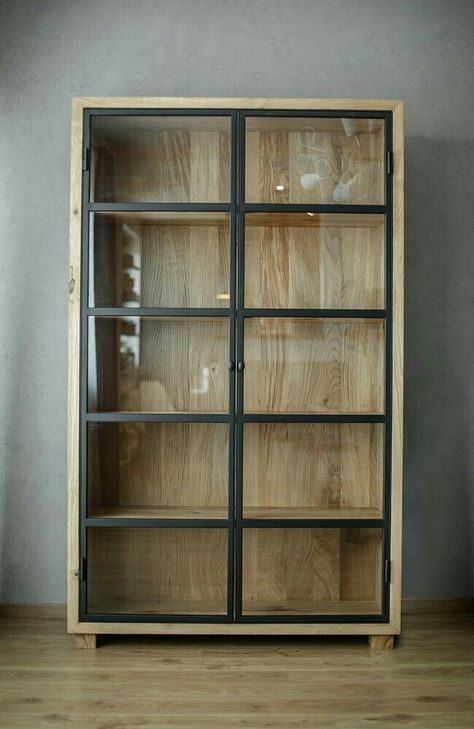 Crockery Cabinet, Farmhouse Style Lighting, Bookcase With Glass Doors, Crockery Unit, Wooden Cabinet, Glass Case, Side Cabinet, Diy Door, Cheap Decor