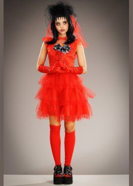 Lydia Red Dress, Beetlejuice Fancy Dress, Movie Fancy Dress, Lydia Deetz Costume, Beetlejuice Halloween Costume, Beetlejuice Wedding, Beetlejuice Lydia, Bride Halloween, Wedding Dress Costume