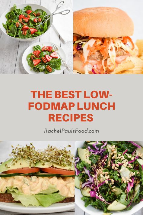 Dr. Rachel's BEST Low-FODMAP Lunch Recipes; Gluten-free | Rachel Pauls Food Fodmap Recipes Lunch, Low Fodmap Lunch, Fod Map, Fodmap Lunch, Fodmap Meal Plan, Fodmap Friendly Recipes, Low Fodmap Snacks, Ibs Relief, Fodmap Snacks