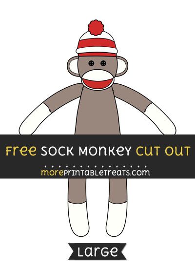 Free Sock Monkey Cut Out - Large size printable Sock Monkey Drawing, Sock Monkey Baby Shower Ideas, Sock Monkeys Diy, Sock Monkeys Tutorial, Sock Monkey Birthday Party, Sock Monkey Pattern, Sock Monkey Party, Sock Monkey Birthday, Monkey Coloring Pages