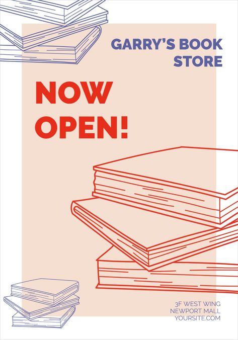 Book Store Open Flayer Template Bookshop Poster Design, Book Club Graphic Design, Book Ads Design, Book Club Poster Design, Book Club Logo Design, Library Graphic Design, Book Sale Poster, New Store Opening Poster, Book Launch Poster Design