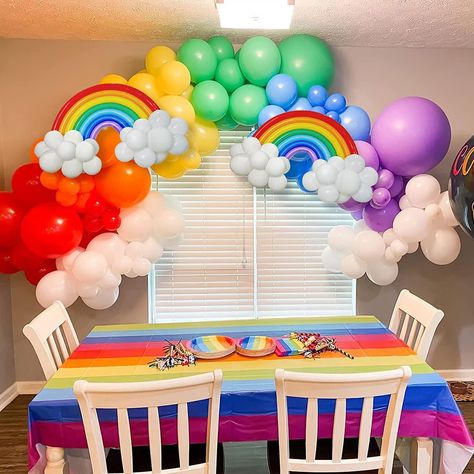 Rainbow Birthday Decorations, Animal Party Decorations, Rainbow Themed Birthday Party, Rainbow Party Decorations, Rainbow Theme Party, Baby Birthday Themes, Summer Party Decorations, Bday Party Theme, Diy Rainbow