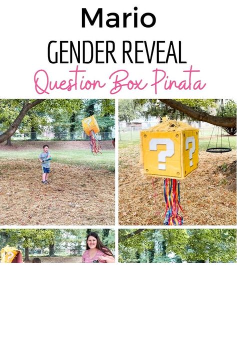 Mario Question Block Gender Reveal Photo Ideas - The Keele Deal Gender Reveal Ideas Video Games, Gender Reveal Ideas For Gamers, Video Game Gender Reveal Ideas, Super Mario Gender Reveal, Gamer Gender Reveal Ideas, Gamer Gender Reveal, Mario Gender Reveal, Gender Reveal Photo Ideas, Mario Question Block