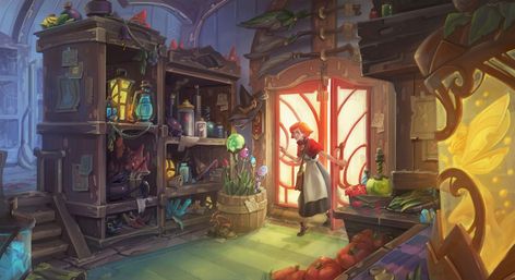 Veronika Firsova - Magic shop Fantasy Shop, Gif Disney, Witch Shop, Shop Illustration, Paintings Abstract, Pencil Sketches, Fantasy Places, Magic Shop, Design Typography