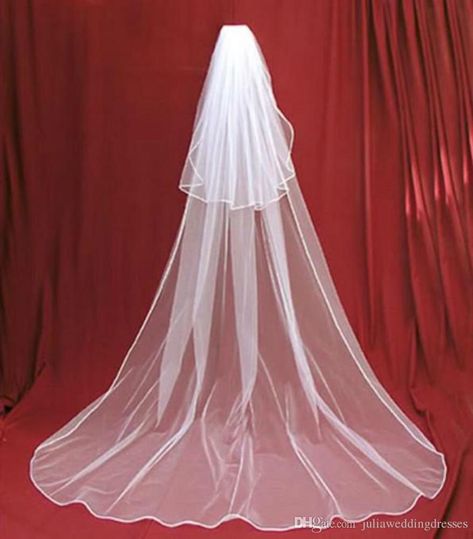 Cheap Long Brand New Bridal Veil In Stock Wedding Accessories White Ivory Tulle… Tiered Veil, Two Tier Veil, Veil Comb, Ivory Bridal Veil, Ivory Wedding Veils, Tulle Wedding Veil, Long Veil Wedding, Mantilla Veil, Layered Veil