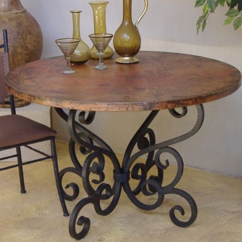 Glass Top Dining Tables With Wood Base - Foter Wrought Iron Dining Table, Iron Dining Table, Dining Table Base, Wrought Iron Furniture, Wrought Iron Decor, Wrought Iron Table, Iron Accents, Dining Table Bases, Tuscan Decorating