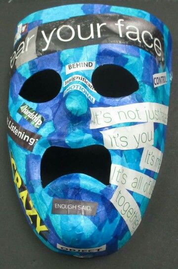 Mask Personality Mask Project Psychology, Emotion Masks, Clay Mask Art, Mask Project, High School Project, Prevention Month, Mask Drawing, Art Therapy Projects, Camera Rig