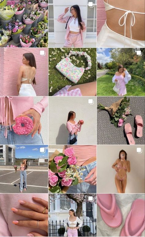 Pink Theme Instagram Feed, Insta Posts For Business, Pink Instagram Feed Ideas, Hot Pink Instagram Feed, Bright Instagram Aesthetic, Pastel Ig Feed, Aesthetic Fillers For Instagram, Colorful Ig Feed, Instagram Aesthetic Colorful