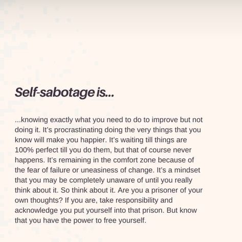 Sabotage Quotes, Monk Mode, Self Healing Quotes, Self Reminder, It Goes On, Life Tips, Self Care Activities, Self Quotes, Healing Quotes