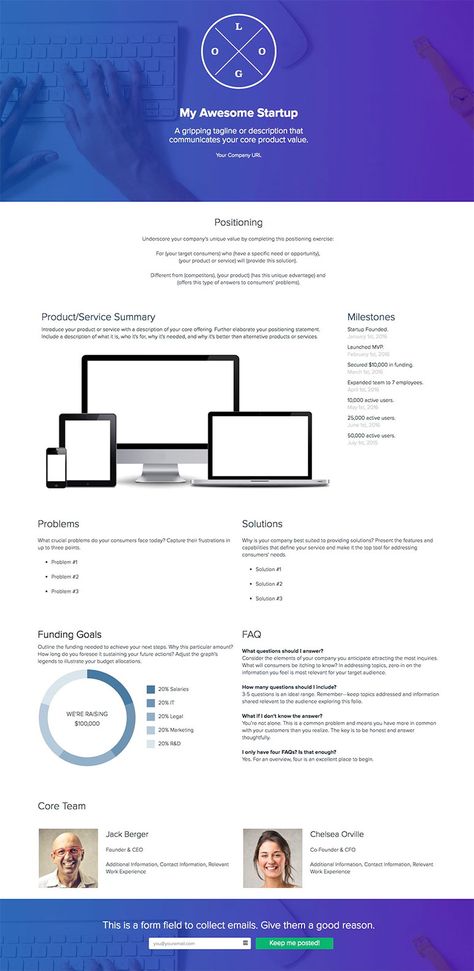 Startup One Pager Template on Xtensio.    Create beautiful documents, like websites. Present as a slideshow. Share on all platforms. Company One Pager, One Pager Template, One Pager Design, Freelance Business Card, Google Doc Templates, Sales Template, One Pager, Professional Powerpoint Templates, Sheet Template