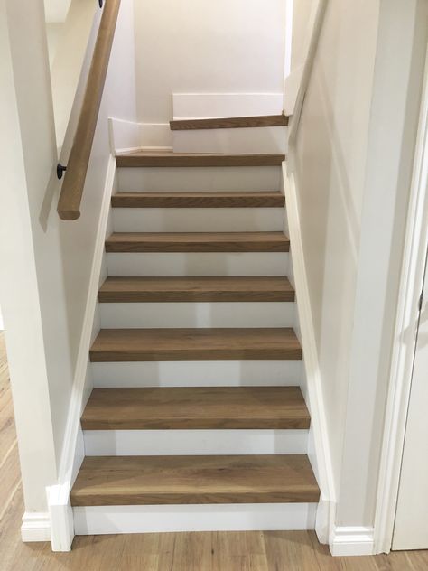 Staircase Laminate Flooring, Hardwood Floors On Stairs, Stairs Straight Up, Laminate Wood Stairs Ideas, Laminated Stairs Ideas, Stairs Between Walls, Stairs Laminate Flooring, Stairs With Vinyl Flooring, Laminate Floor Stairs