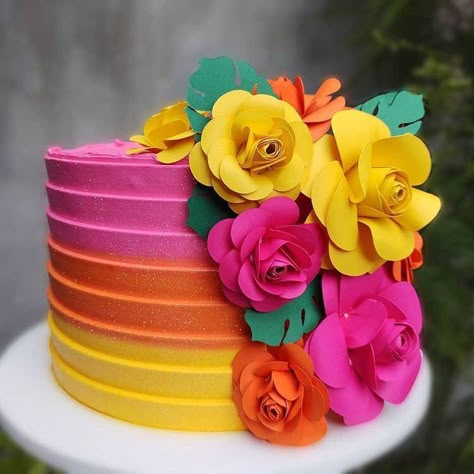 Fiesta Cake, Cake With Flowers, Mexican Birthday, Luau Theme Party, Fiesta Tropical, Mexican Party Theme, Luau Theme, Tropical Birthday, Luau Birthday