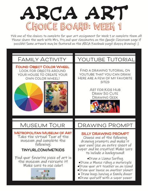 Art Choice Board, School Elementary, Art Education Lessons, Choice Board, Middle School Art Projects, Choice Boards, Sisters Art, Art Curriculum, High School Art