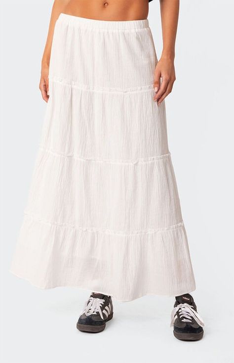 Charlotte Tiered Maxi Skirt Maxi Skirts Summer, White Long Skirt, White Maxi Skirts, High Waisted Maxi Skirt, Tiered Maxi Skirt, Womens Maxi Skirts, Long Skirts For Women, Summer Maxi, Cute Crop Tops