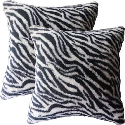 Hidden zipper design. Softness, comfort and durability are the most prominent features of the fabric | Everly Quinn Faux Fur Throw Square Pillow Cover Faux Fur | 18 H x 18 W x 2 D in | Wayfair Zebra Skin Pattern, Fur Pillows, Zebra Skin, Stripe Cushion, Striped Decor, Soft Throw Pillows, Fur Decor, Textured Throw Pillows, Faux Fur Pillow