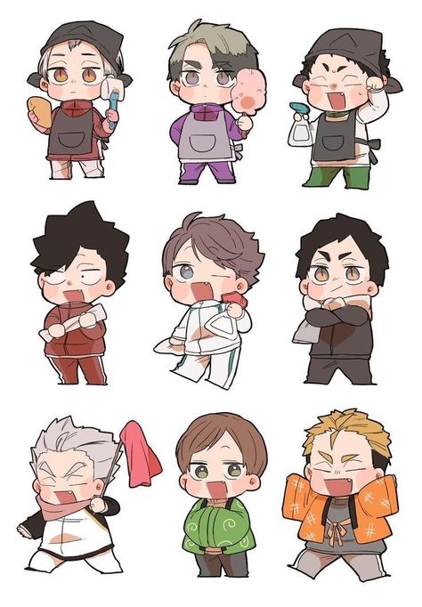 Chibi Anime Reference, Chibi Anime Characters, Cute Chibi Characters, Haikyu Characters, Captain Squad, Chibi Haikyuu, Baby Haikyuu, Haikyuu Stickers, Bakal Suami