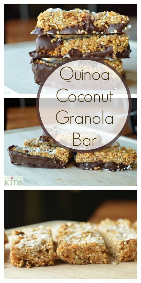 Quinoa Granola Recipe, Quinoa Granola Bars, Granola Bar Recipe Healthy, Best Granola Bars, Bars Recipes Healthy, Granola Bar Recipe, Coconut Quinoa, Quinoa Granola, Puffed Quinoa