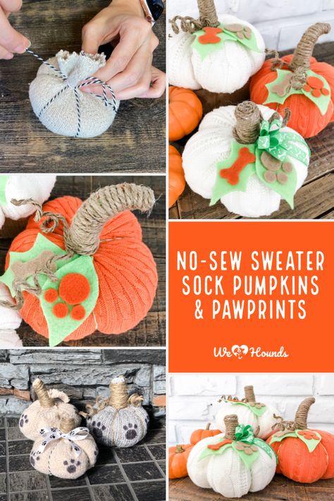 We had such a great time making these Sweater Sock Pumpkins & Pawprints. They're the perfect way to dress up your home with some adorable autumn decor!🍁🐾 Interested in making your own? Check out the step-by-step instructions https://wehearthounds.com/sweater-sock-pumpkins #falldecor #sockpumpkin #sweaterpumpkin #pumpkindecor #falldecorideas #farmhousedecorideas #autumndecor Sock And Rice Crafts, No Sew Sock Pumpkins, Diy Sock Pumpkins, Sock Pumpkins Diy, Sock Pumpkins, Cloth Pumpkins, Pumpkins Crafts, Pumpkin Socks, Diy Pumpkins Crafts