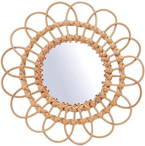 Sass & Belle: Rattan Mirror - Medium: Wall-Mounted Mirrors: Amazon.com.au Boho Modern Living Room, Bathroom Corridor, Interior Design Apps, Round Makeup, Boho Mirror, Wicker Wall, Rattan Mirror, Styl Boho, Quirky Design