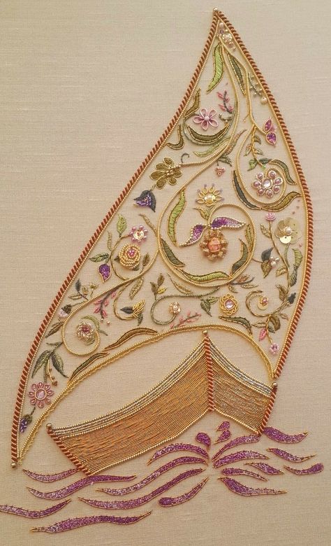 Gold Work Embroidery, Hairpin Lace, Crewel Embroidery Kits, Bead Embroidery Patterns, Hand Work Embroidery, Embroidery On Clothes, Embroidery Motifs, Handwork Embroidery Design, 자수 디자인