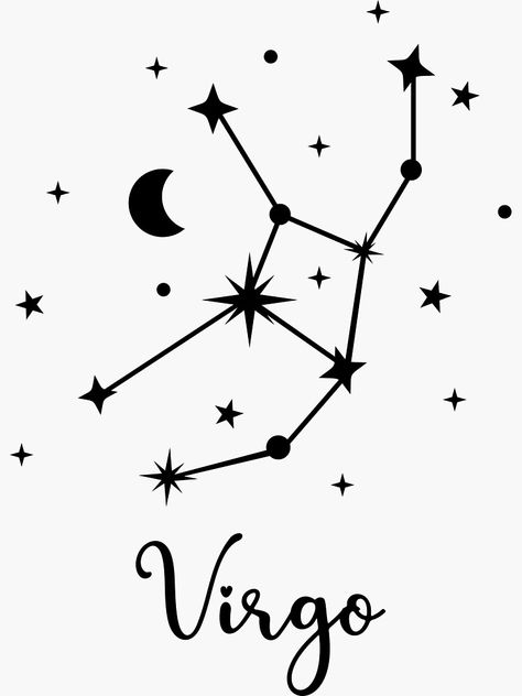 Virgo Easy Drawings, Virgo Star Constellation Tattoo Hand, Virgo Stars, Virgo Drawing, Virgo Constellation Art, Sticker Cutouts, Zodiac Constellation Tattoo, Virgo Star Constellation, Virgo Design