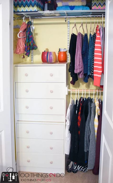 Closet Organization On A Budget, Organizing Ideas Closet, Rast Makeover, Rast Nightstand, Ikea Rast Nightstand, Ikea Rast Makeover, Wallpaper Closet, Closet Organizing Ideas, Organization On A Budget