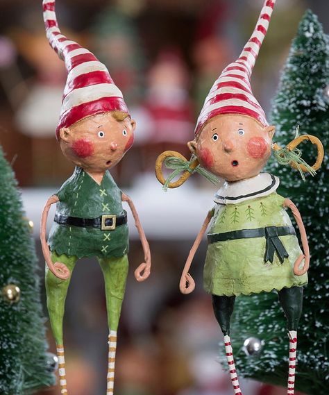 Tootsie & Tinker Elf Figurine Set by ESC and Company, Inc. #zulily #zulilyfinds Paper Clay Art, Lori Mitchell, Paper Mache Christmas, Christmas Elves, Christmas Crafts To Make, Paper Mache Art, Paper Mache Sculpture, Paper Mache Crafts, Gnomes Crafts