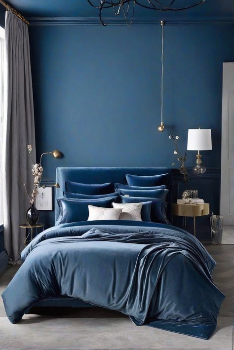 blue velvet paint, blue wall paint, bedroom wall paint, top picks for bedroom Velvet Wall Paint, Blue Ceiling Bedroom, Blue Room Paint, Best Paint Brand, Bedroom Palette, Beige Kitchen Cabinets, Paint Color Swatches, Velvet Wall, Velvet Bedroom