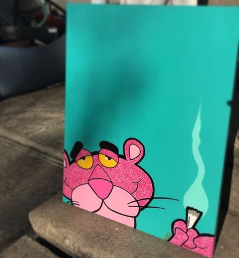 Cartoon High Paintings, Dope Painting Ideas On Canvas, 90s Cartoon Canvas Painting, Funny Paintings, Trippy Painting, Hippie Painting, Canvas Drawing, Simple Canvas Paintings, Cute Canvas Paintings