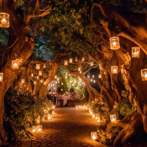 Enchanted Forest Wedding Theme, Outdoor Tree Lighting, Forest Theme Wedding, Enchanted Forest Wedding, Outdoor Trees, Dream Wedding Venues, Wedding Lanterns, Fairy Wedding, Have Inspiration