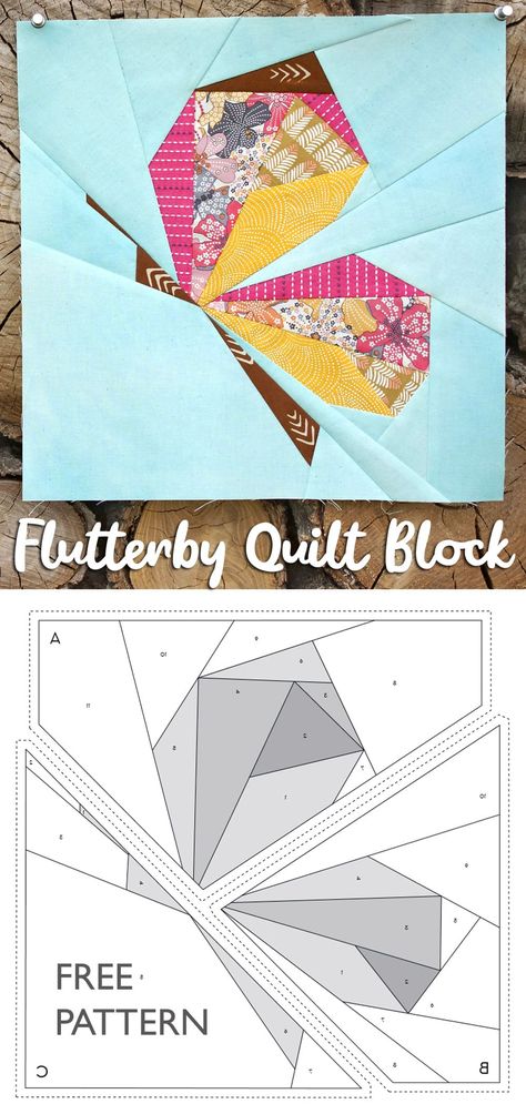 Flutterby Quilt Block Free Pattern Free Paper Pieced Quilt Patterns, Butterfly Paper Piecing Patterns Free, Pieced Butterfly Quilt Block, Quilt Butterfly Pattern, Paper Quilt Patterns Free Printable, Flower Paper Piecing Patterns Free, Butterfly Foundation Paper Piecing, Paper Pieced Butterfly Free Pattern, Paper Piecing Free Patterns Printables