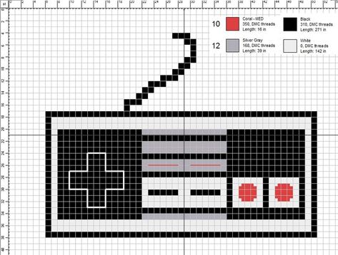 Nintendo Controller, Modele Pixel Art, Nintendo Classic, Pattern Maker, Geek Crafts, Pixel Crochet, Dark World, Pola Kristik, Iron Beads