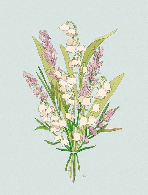 Libby on Twitter: "I’m opening up a few bouquet commission spots :)) email me if you want one!… " Lukisan Cat Air, Bouquet Of Flowers, Flower Illustration, Lily Of The Valley, Botanical Illustration, Pretty Art, Flower Drawing, Drawing Inspiration, Aesthetic Art