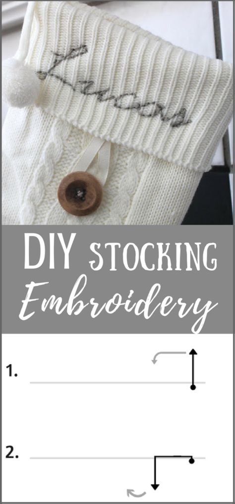 DIY Stocking Embroidery Embroidery Names Ideas, Names On Stockings, Diy Easy Embroidery, Christmas Carriage, Stocking Embroidery, Diy Embroidery Machine, Embroidery Names, How To Embroider Letters, Diy Stocking